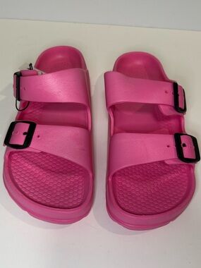 Nitti Hot Pink Double Strap Slide Sandals Women’s Casual Summer Slides